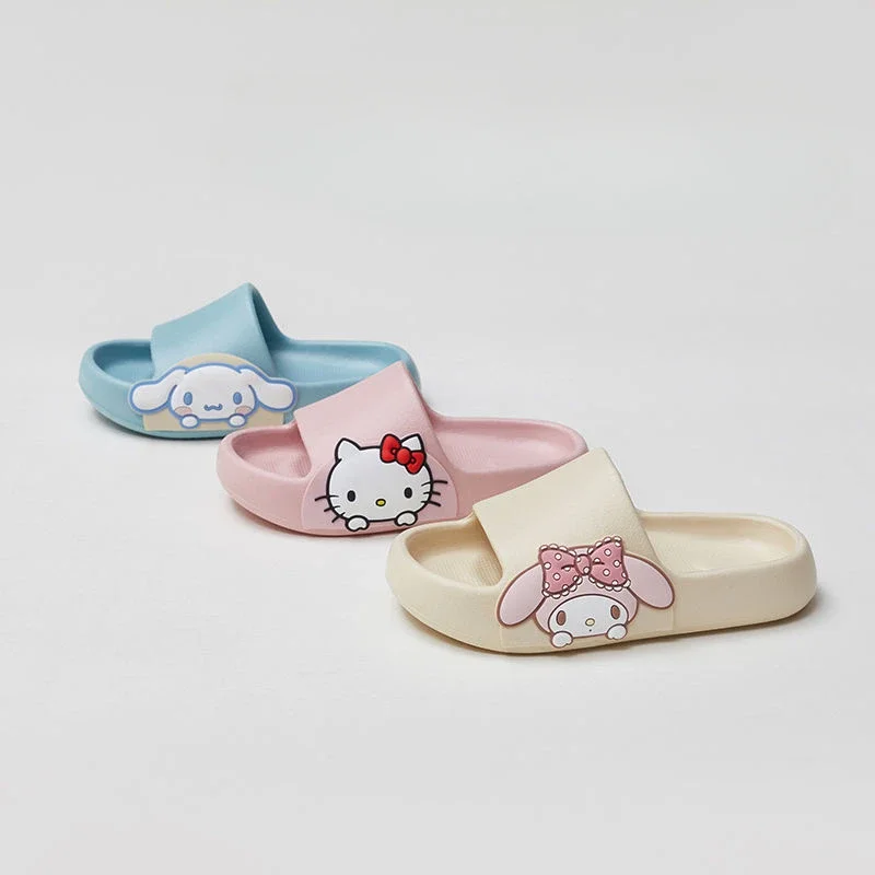 Anime Sanrio Hello Kitty EVA Slippers Cute Cartoon Children's Home Sandals Parent-child Non-slip Slippers for Rainy Days