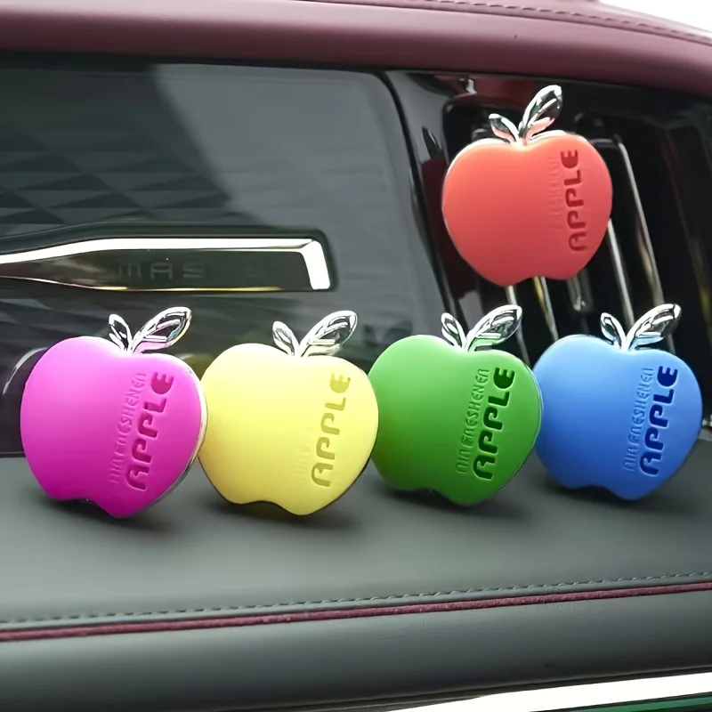 3-Piece Set of Car Air Fresheners in Random Colors, Apple-Shaped Car Vent Fragrance, Colorful Cute Apple Vent Hangings, Car Perfume, Car Interior Decoration