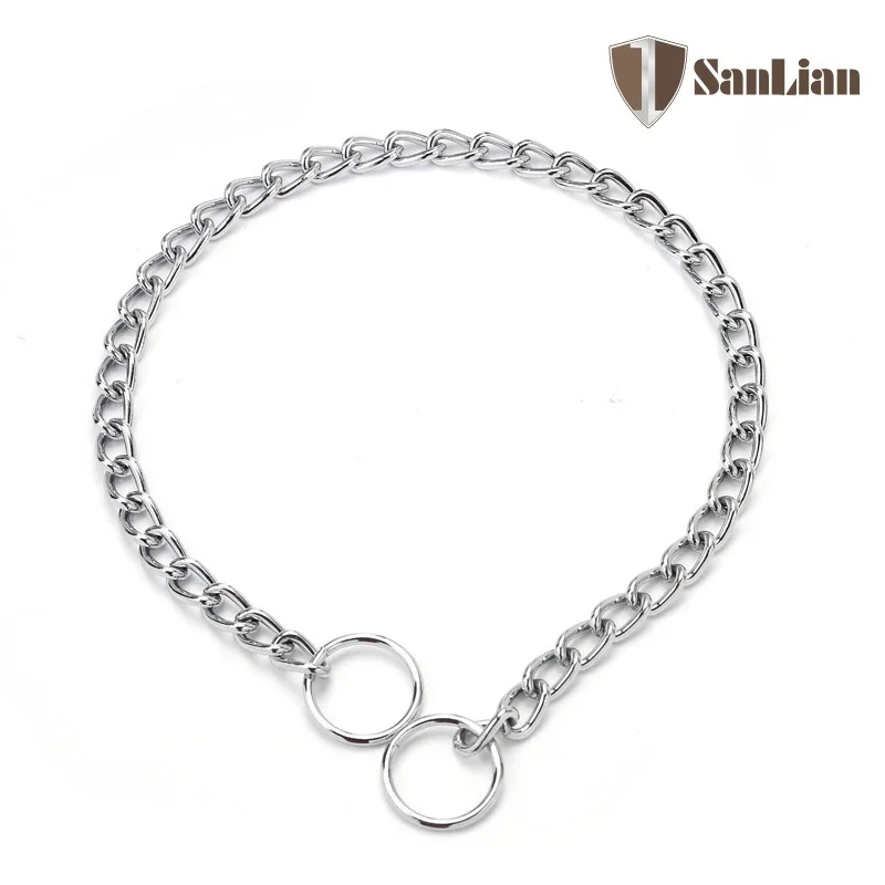 Slip P Chain Dog Choke Collar for Small Medium Large Dogs Heavy Duty Titan Training Collars 2 Row Chrome Adjustable Pet Collar