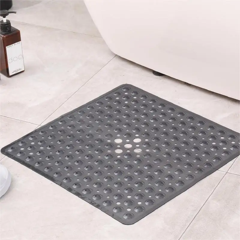 Square bath mat, non-slip bath mat with Suction Cup, bath mat, drain hole, machine washable