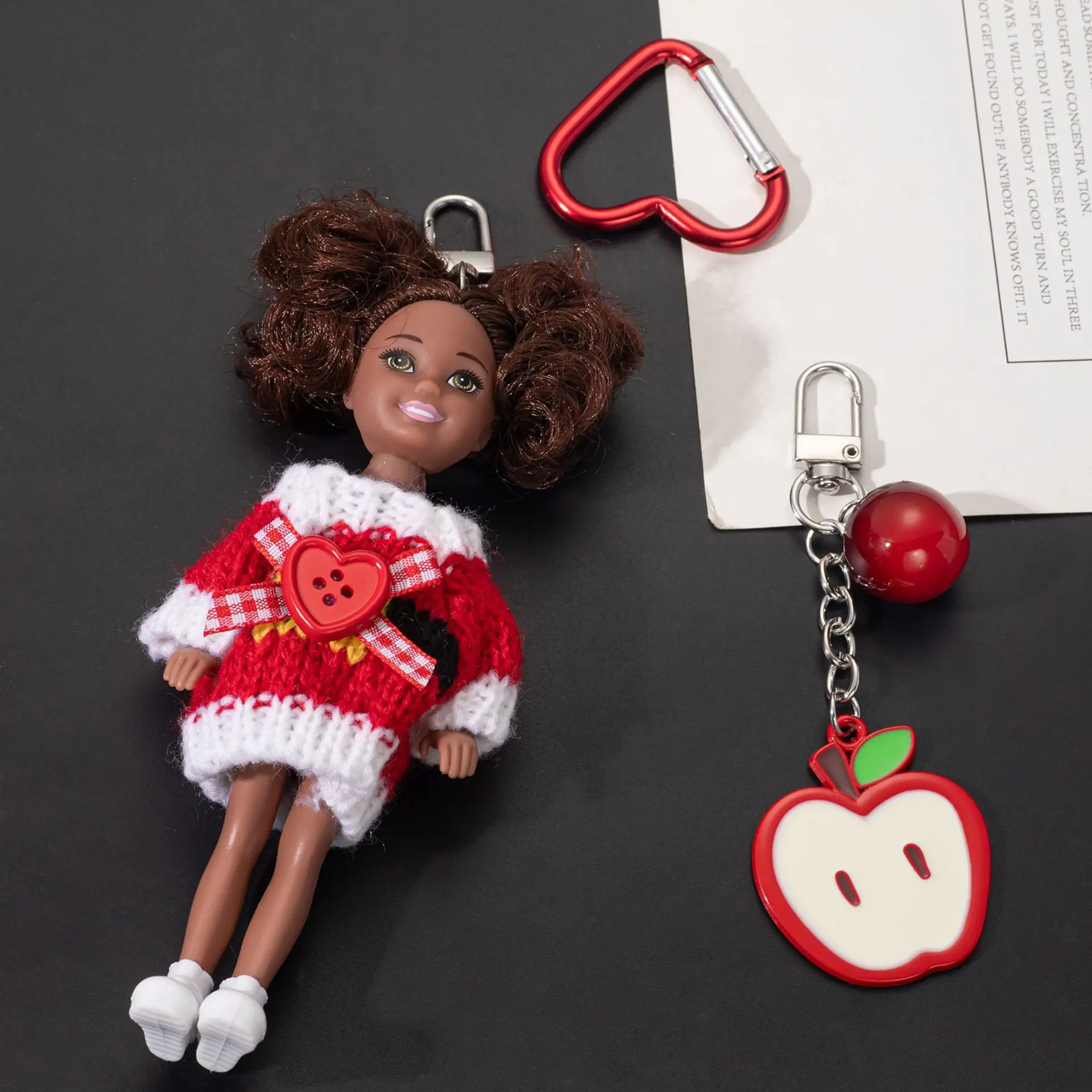 Koreanische Version Mode Afrikanische Schwarze Lockige Haar Prinzessin Puppe Schlüsselbund Anhänger Cartoon Mädchen Tasche Dekor Nette Weihnachten Geschenke