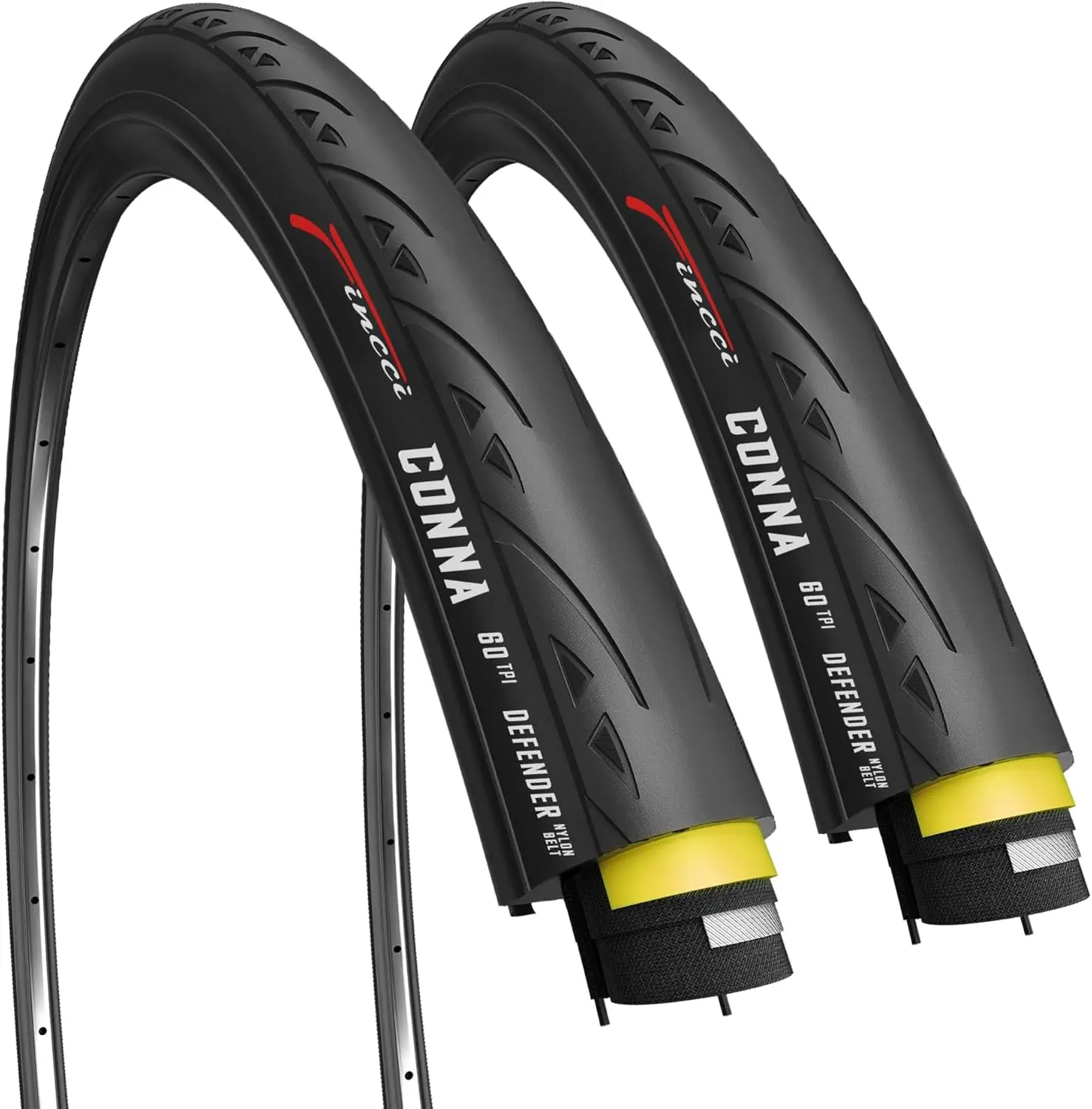 

Pair 700x23c Tires Road Bike 23-622 Foldable Bike Tire 60TPI with 1mm Antipuncture Protection for Cycling Racing Touring - Pack