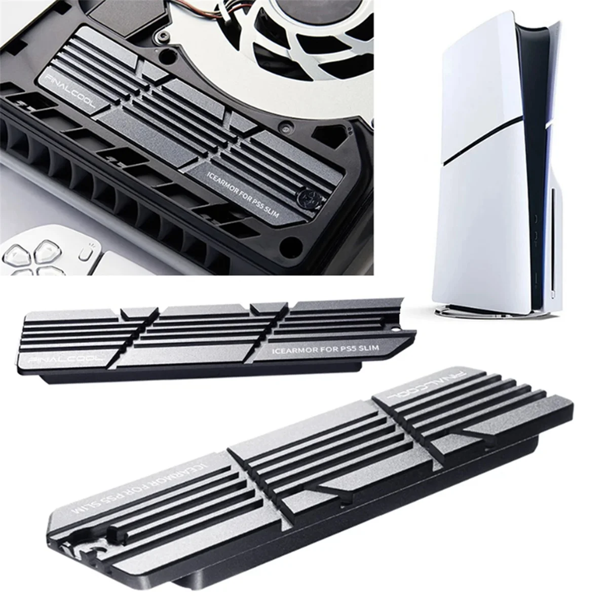 FINALCOOL for PS5 Slim SSD Heatsink with Thermal Silicone Pads M.2 Heatsink SSD Cooler SSD Cooling Mounting Kit