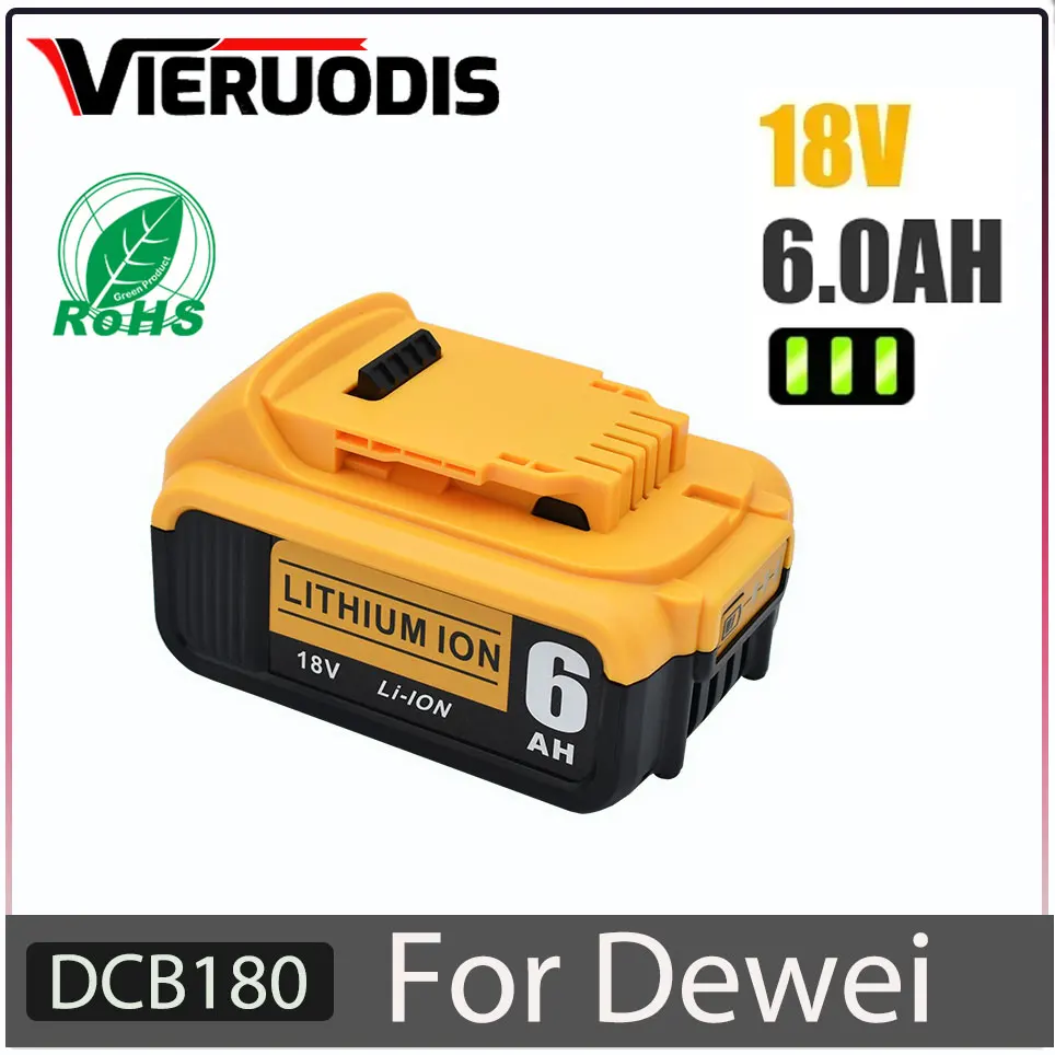 

18V 6.0Ah rechargeable battery suitable for DeWalt DCB184 DCB180 DCB181 DCB182 DCB183 DCB185 18V power tool replacement battery