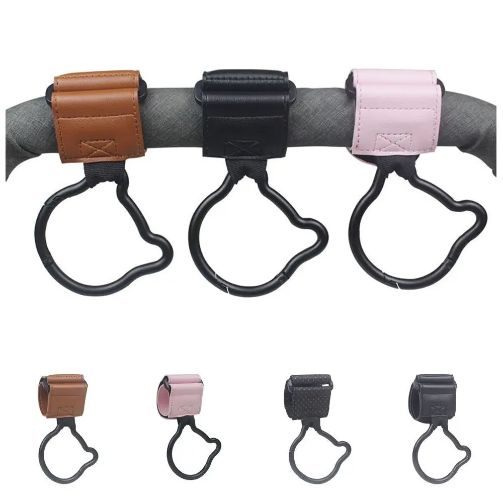 

Cartoon Bear Baby Stroller Hooks Solid Color PU Hanging Hook Cart Organizer Stroller Accessories Stroller Accessories Baby