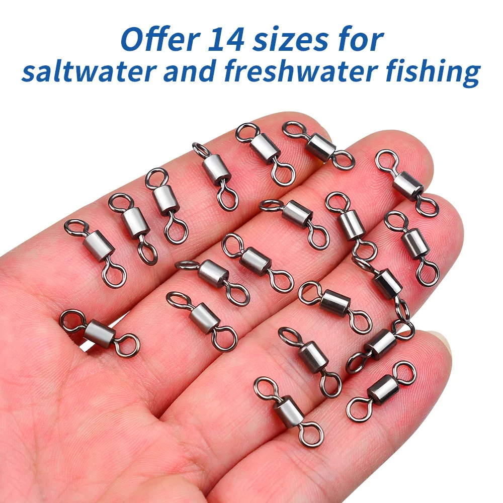 50Pcs Bearing Swivel Fishing Connector Stainless Steel Carp Snap Fishhook Lure Solid Ring Swivel Tackle Fishing Accessories