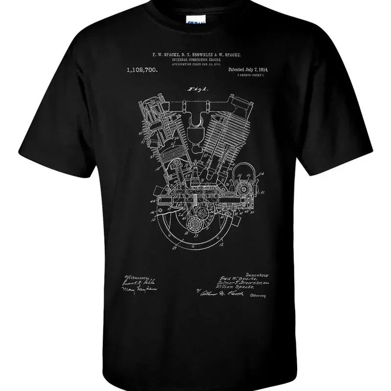 Motorcycle Internal Combustion Engine Patent T Shirt Motorbike BlueprinT