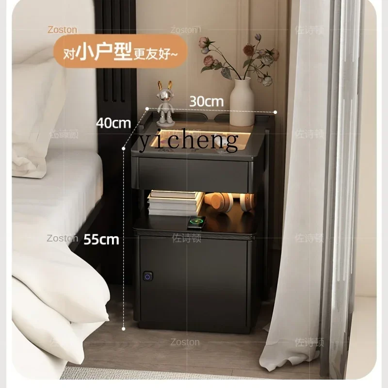 ZZZXL black smart bedside table rechargeable multi-function light luxury premium safe