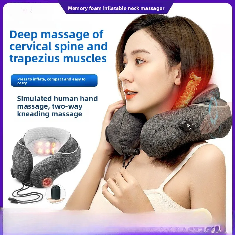 Home Smart Shoulder and Neck Massager Hot Compress Vibration Simulation Human Finger Kneading Trapezius Portable