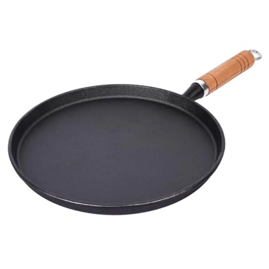 Sartén para crepé de hierro fundido de 10 pulgadas, sartén plana para tortilla Tawa Dosa para Roti Dosa Comale