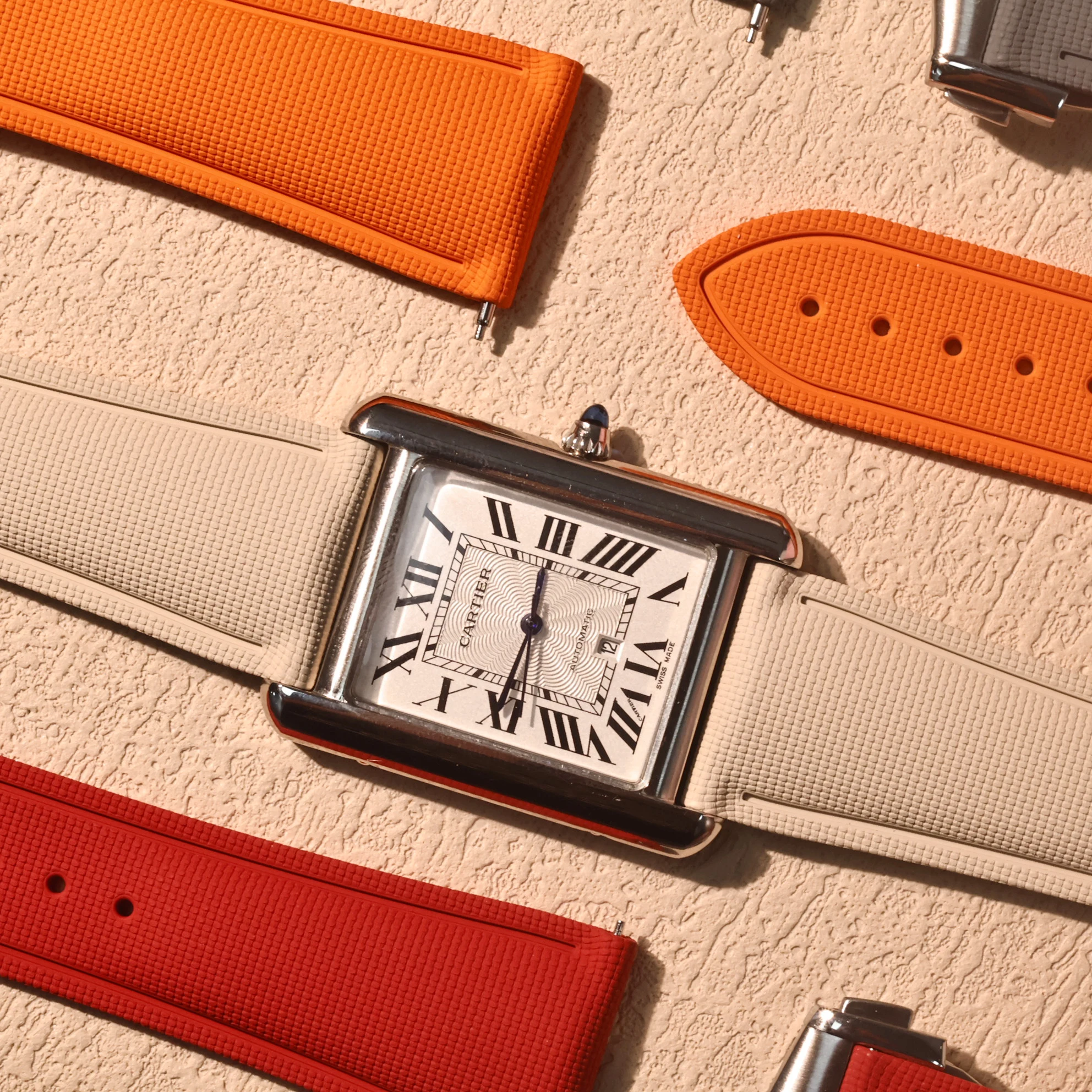 Ultimo design adatto per Breitling Cartier Tank 20mm 21mm 22mm FKM cinturino in gomma a sgancio rapido con cinturino con fibbia pieghevole