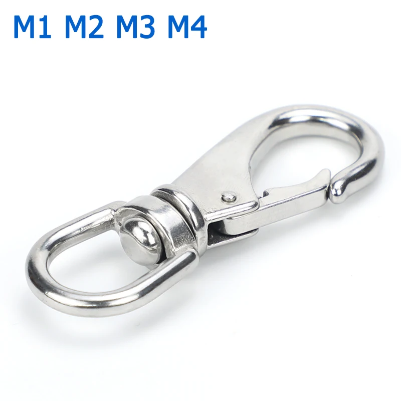 1-5pcs M4 M5 M6 M7 304 Stainless Steel Universal Rotating Hook Lock Ring Spring Snap Hook Clip Wire Rope Carabiner Chain Buckle