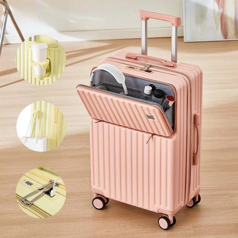 Large Capacity Aluminum Frame Luggage Bag Multi-Function Front Opening Carry-On Suitcase Durable Travel Bag with Password image 3
