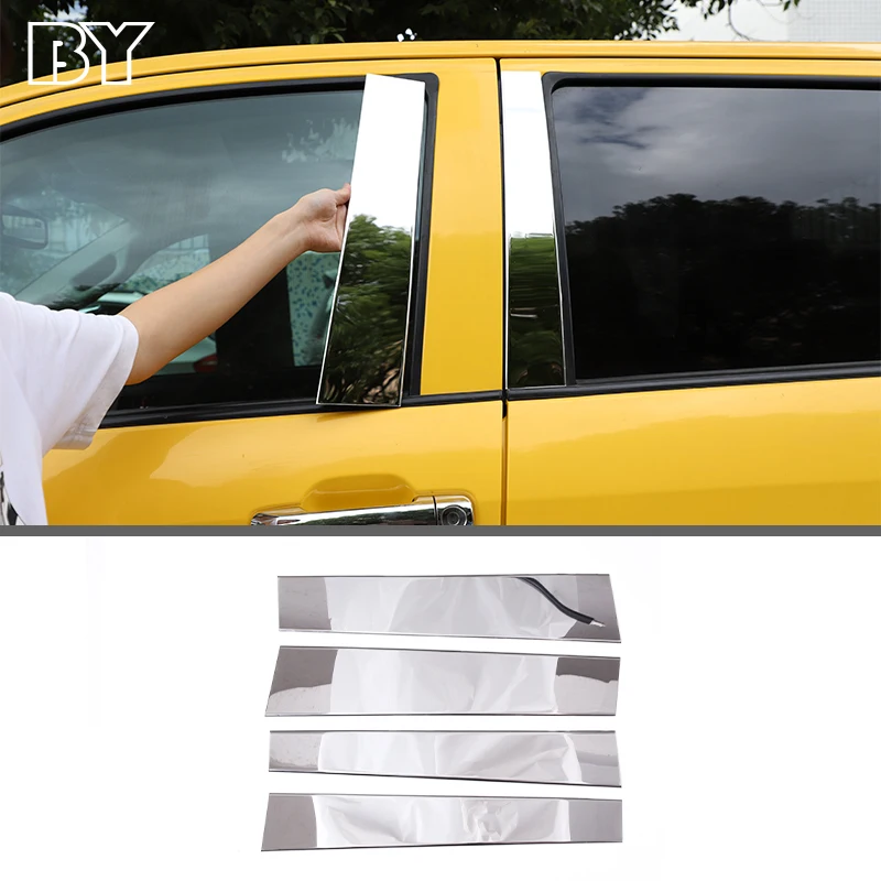 

For Toyota Tundra 2007-2021 Accessorie Car Central Middle Column PC Window Trim Sticker B C Pillar Strip Stainless Steel Bright