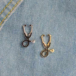 1pcs Creative Doctor Stethoscope Brooch Cartoon Dripping Oil Metal Badge Trendy Versatile Clothing Bag Accessories Brooch