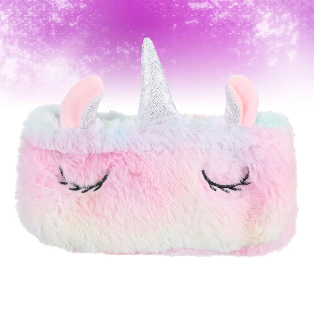 Colorful Plush Pencil Bag Girl Stationery Storage Bag Coin Purse Travel Fluffy Pouch Pencil Case