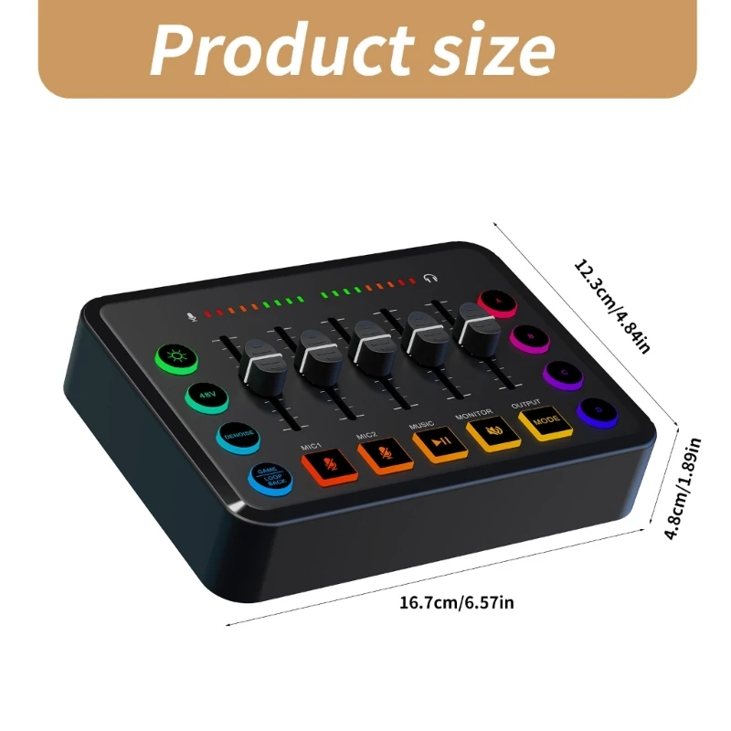 F9 Sound Mixer Live Sound Card with Colorful Lighting Live Sound Card For Multiple Devices PC and Mobile Phones