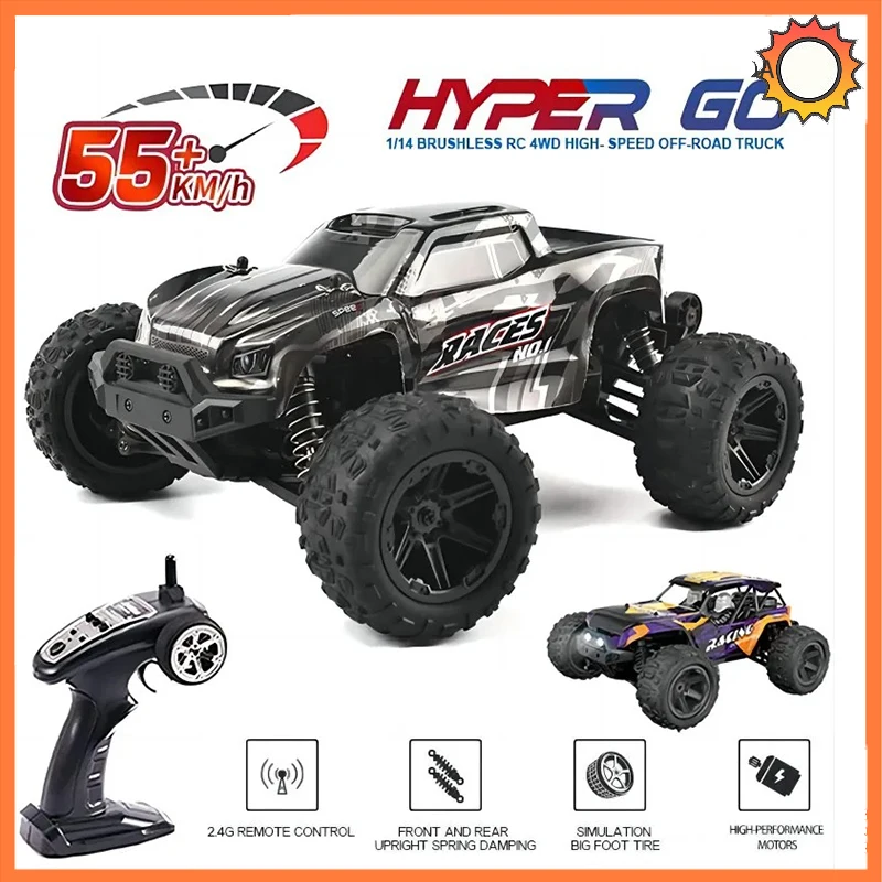 HXRC 8610 8611 1:14 55KM/H 4WD RC Car With LED Remote Control Cars High Speed Drift Monster Truck for Kids VS 144001 Toys