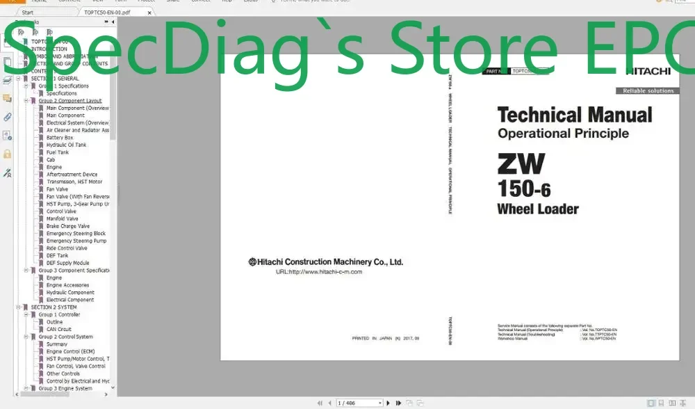 SpecDiag Hitachi 2020 Full DVD 20.6GB Workshop Manual,Technical Manual and Wiring Diagram