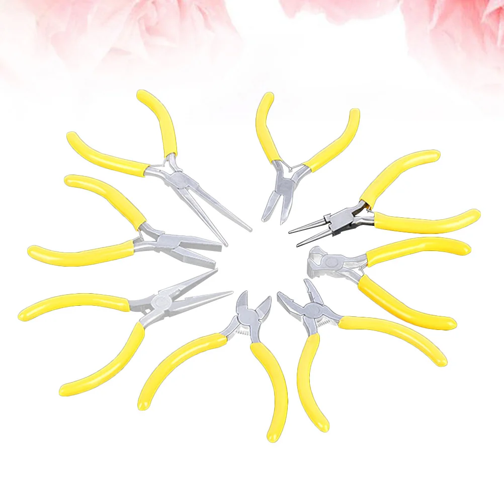 

8Pcs Mini Pliers Set 5 Inches Steel Needle Nose Pliers with Comfort Grip for DIY Jewelry Repair and Electronics Tools