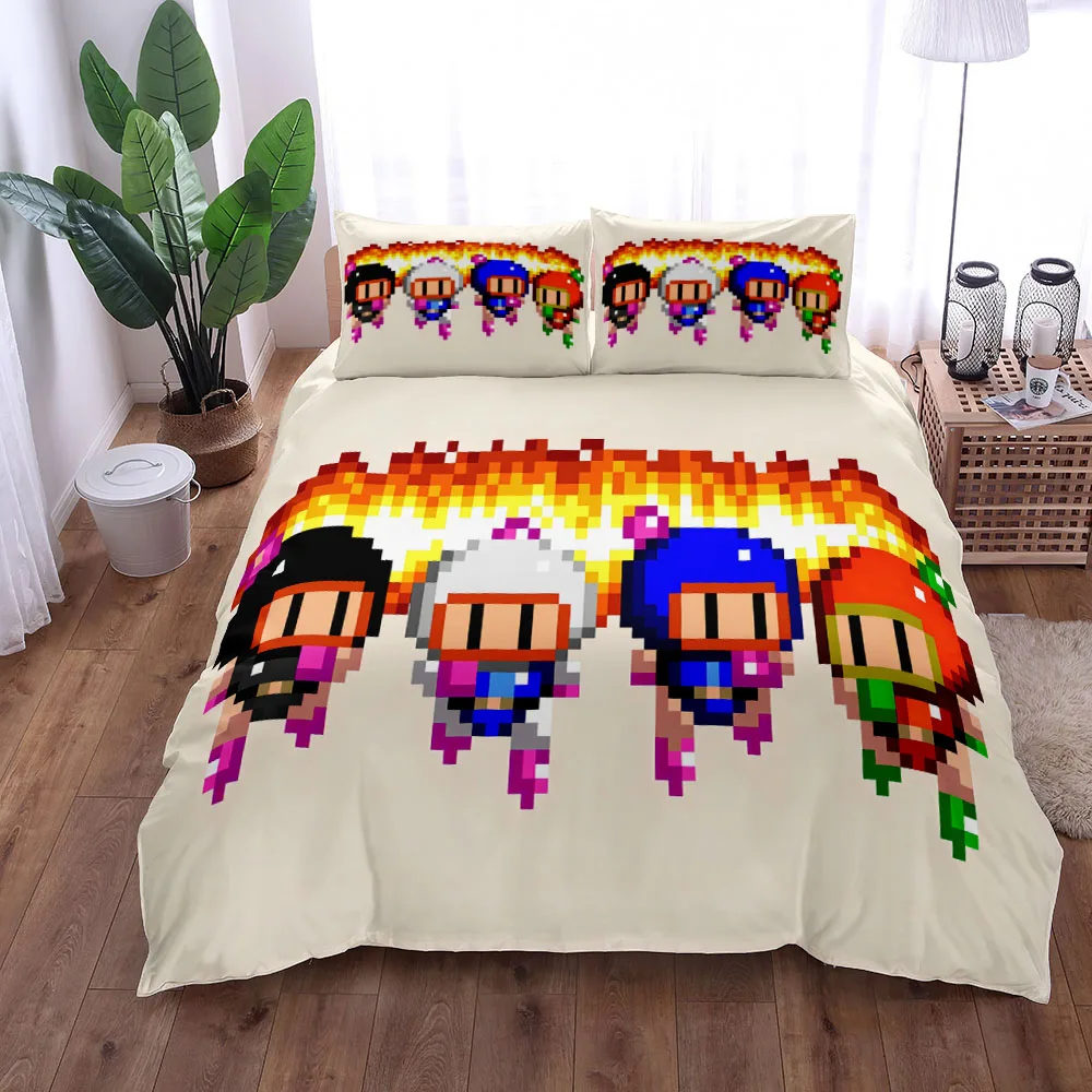 Bomberman Blast Duvet Cover Set King Queen Double Full Twin Single Size Bed Linen Set