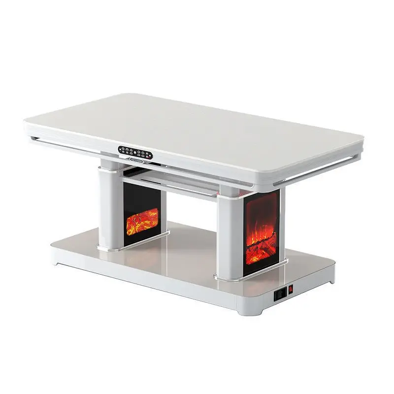 Electric heating table dynamic simulation flame home intelligent heating coffee table AI voice double lifting