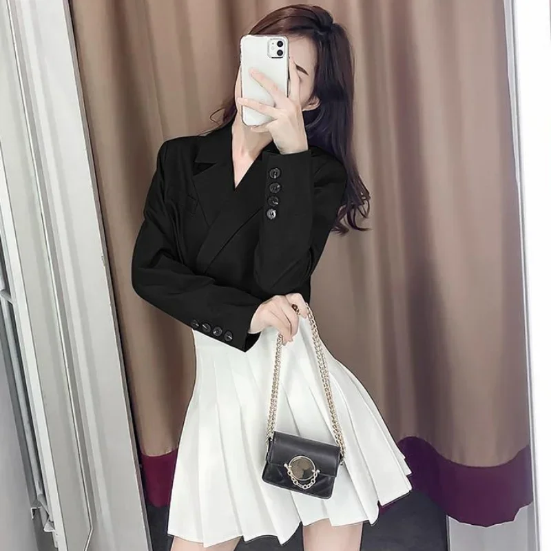 

Two Piece Set for Women Grey Suit with Skirt and Blazer Outfit Black Long Sleeve Sexy Womens Short 2 Sets Summer Mini 2024 Korea