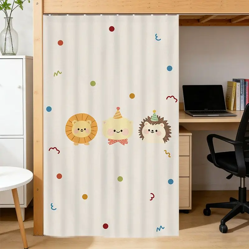 VIKAMA Cartoon Giraffe Printed Bunk Bed Canopy Privacy Protective Curtain Kids Dorm Partition Dust Shield Bedroom Home Decor