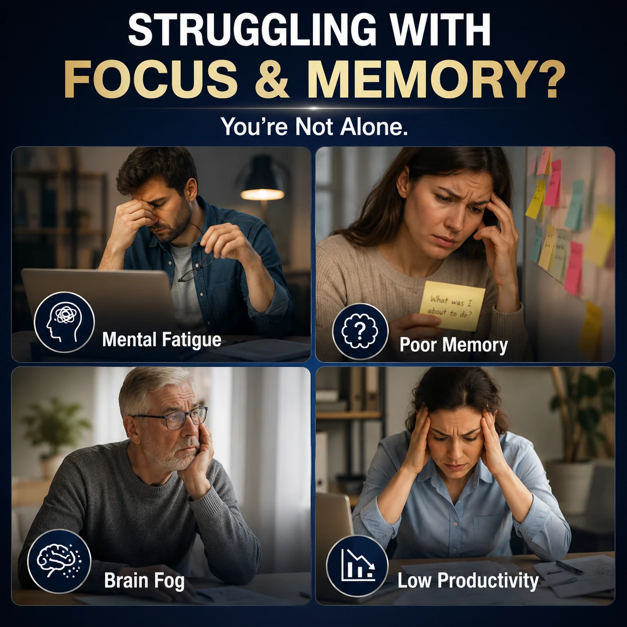 Cognitive Brain Supplement for Memory, Mental Clarity, Focus & Neuro Protection, with L-Tyrosine, Gluten Free, for Men & Women