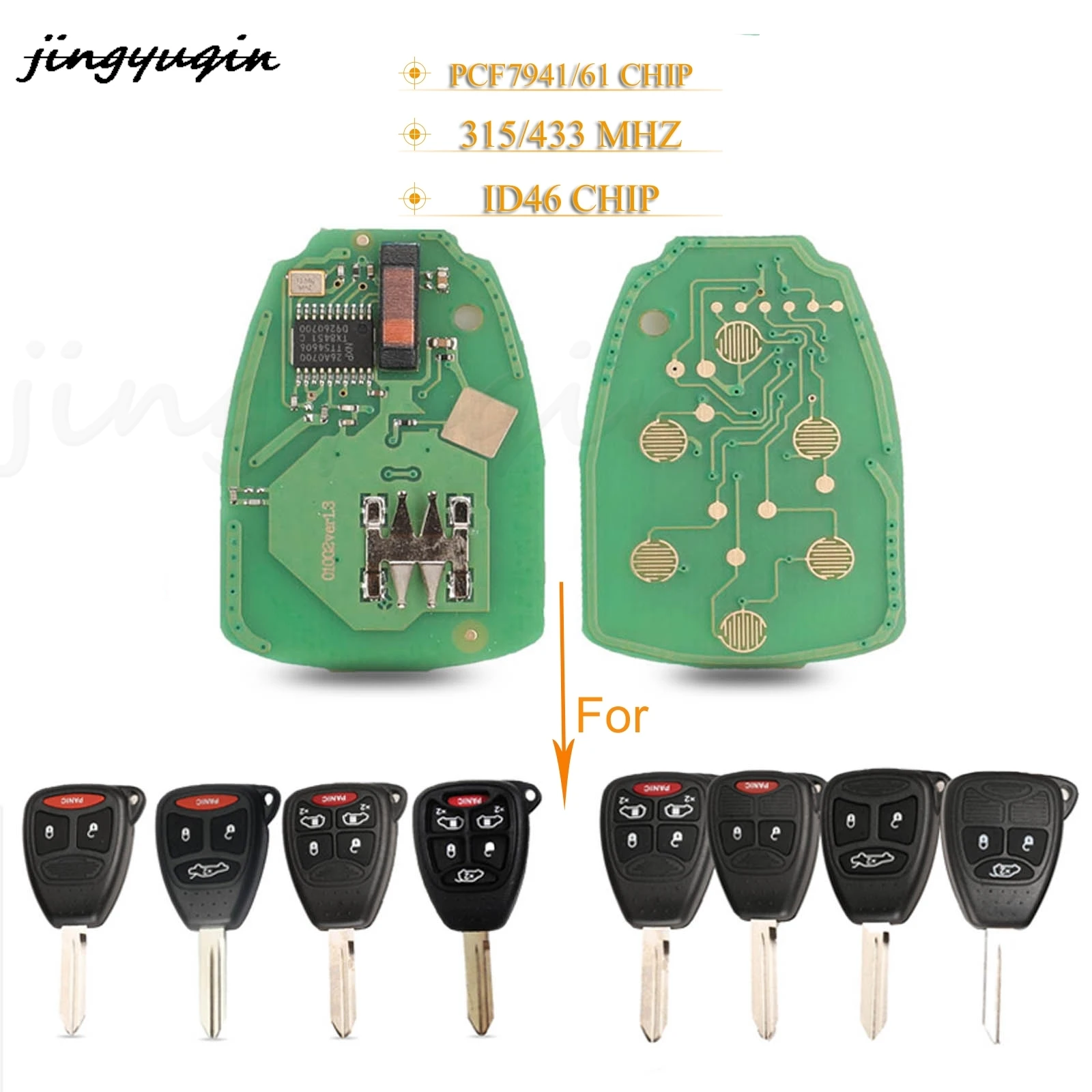 Jingyuqin-6ボタンリモコンキー回路基板,315/433mhz,ジープコマンダー,パトリオット,コンパス,グランドチェロキー,リバティ,ラングラー用