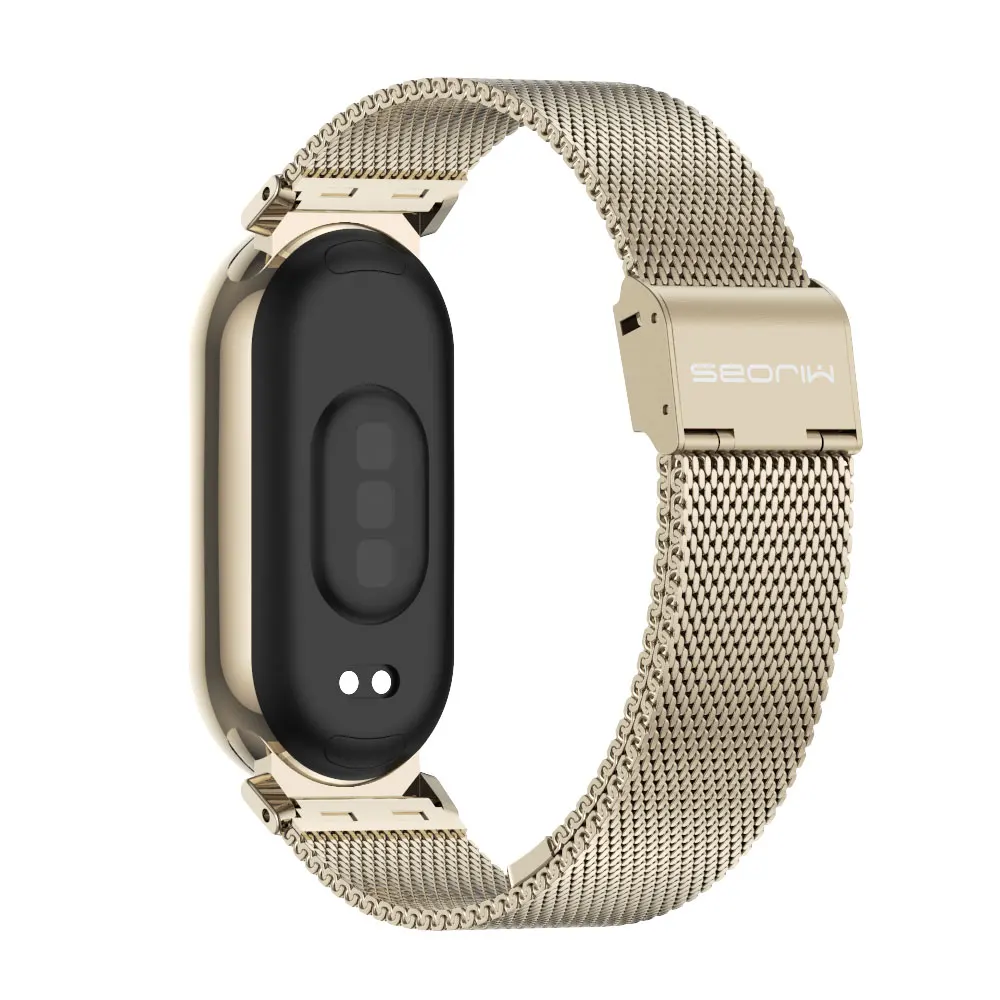 Mi Band 10 9 8 حزام معدني سوار Correa لـ for Xiaomi Mi Band 9 معصمه الفولاذ المقاوم للصدأ حزام الساعات الملحقات