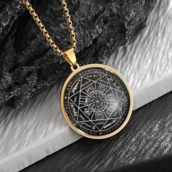 New Stainless Steel Flower of Life Metatron Seven Archangels Solomon Pendant Titanium Steel Necklace Men's and Women's Jewelry