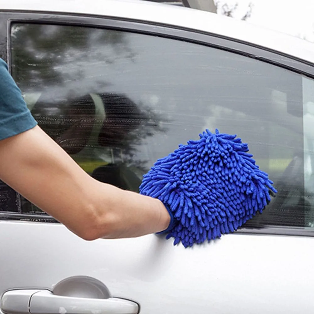 Thickened Chenille Car Washing Gloves Super Absorbent Soft Cleaning Towel Coral Color Microfiber Car Cleaning Gloves Auto Care