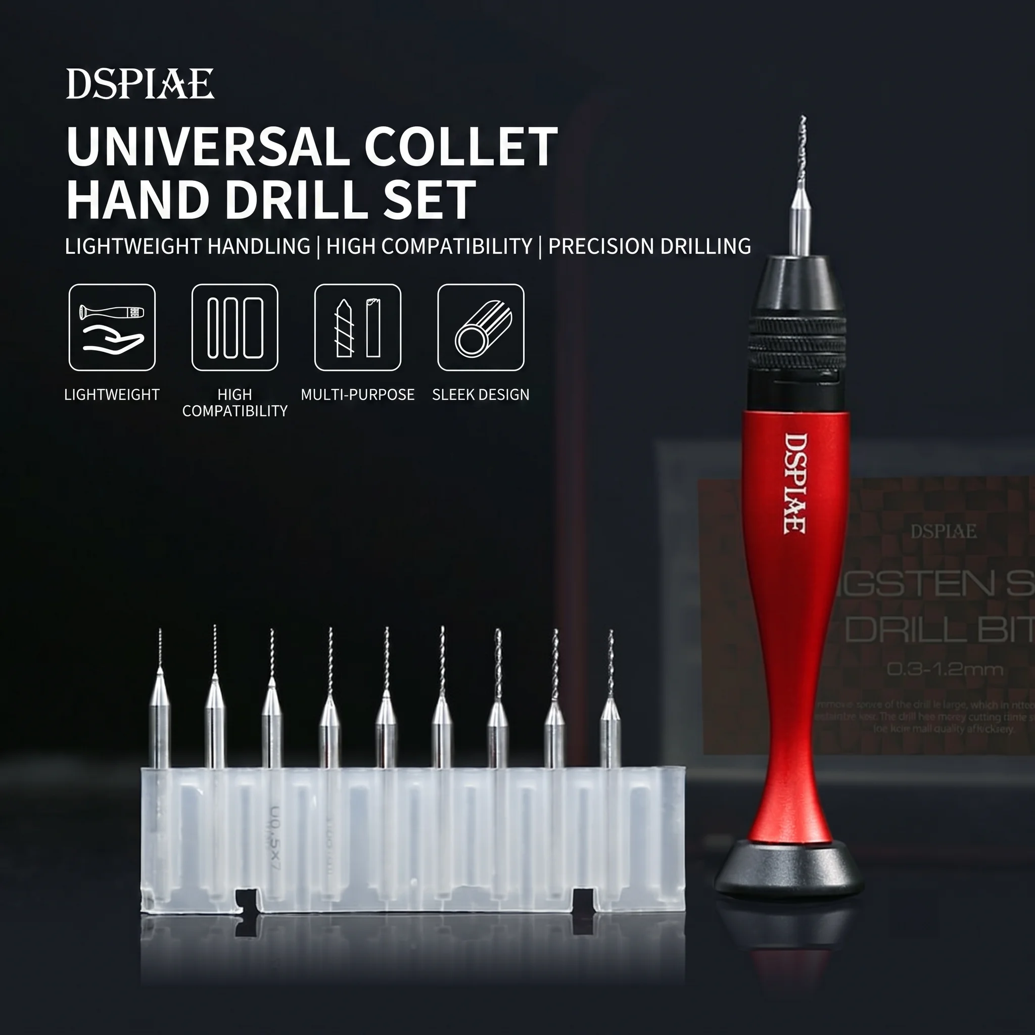 

DSPIAE AT-VHDS General Purpose Hand Drill for Gundam Military Model Making Tool Combo Set 0.3~1.2mm Drilling DIY Craft Tool