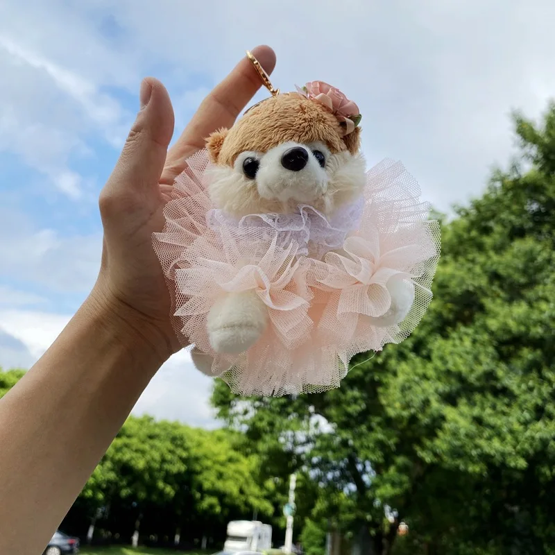 Esplosivo Kawaii simpatico cane peluche cartone animato morbido farcito peluche portachiavi ciondolo bambini zaino fascino ragazza regalo di compleanno