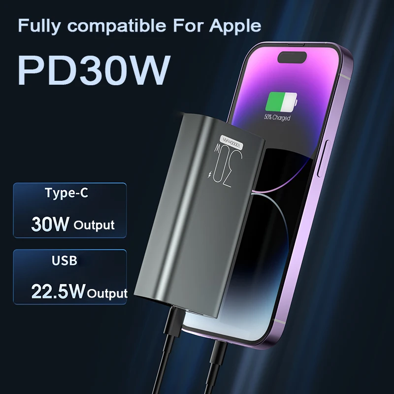 10000mAh Fast PD 30w High PowerBank Portable Charger Compatible with Laptop Smartphone Switch Spare battery Charger Powerbank