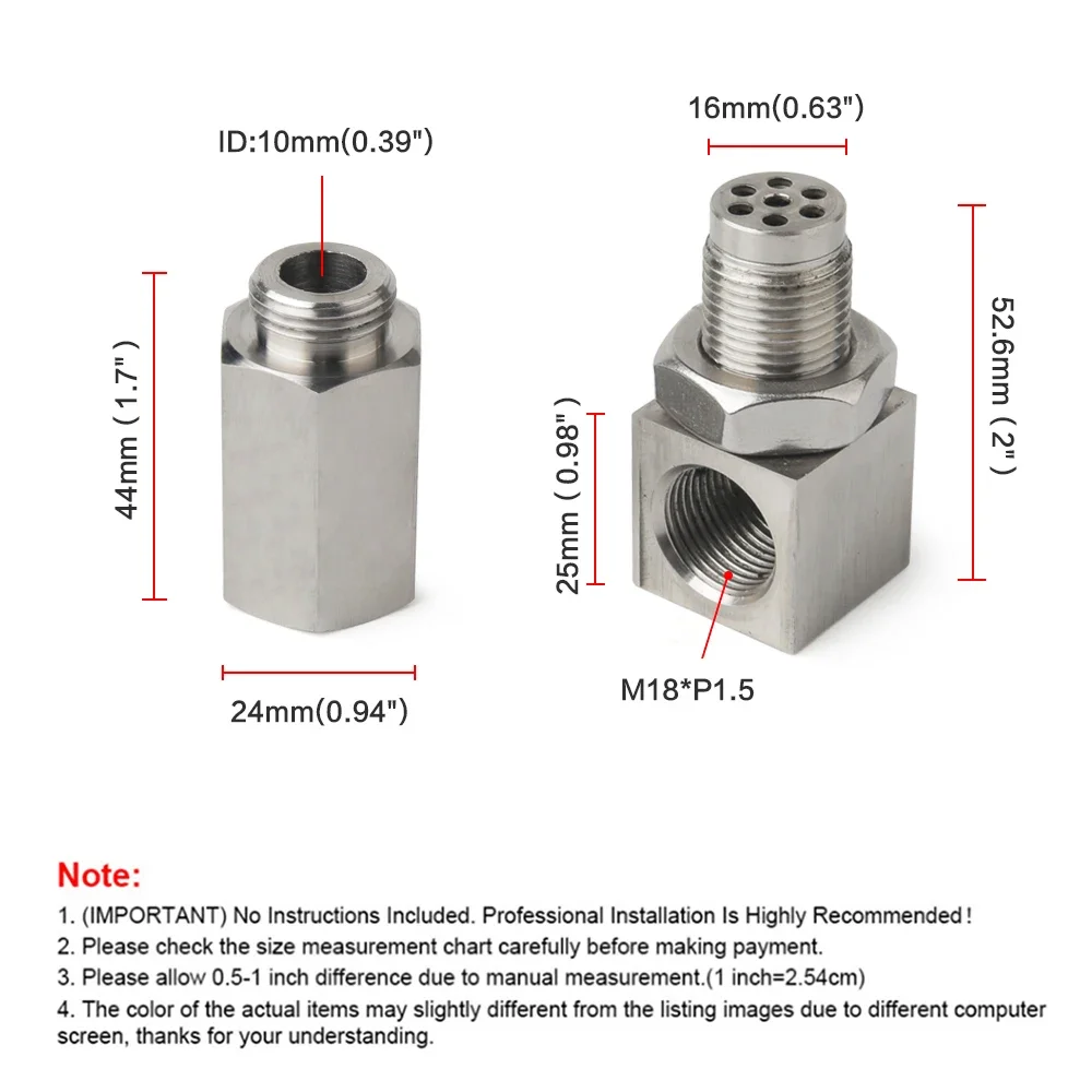 Universal Oxygen Sensor Extender 90 Degree or 45 Degree 02 Bung Extension Catalytic Converter Sensor Spacer