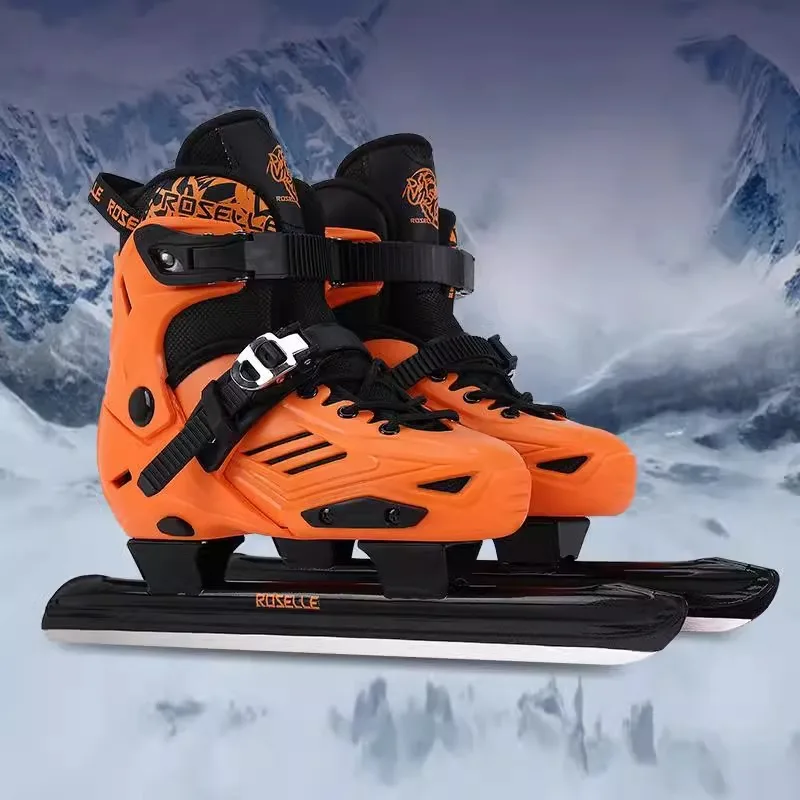 

Adjustable Speed Ice Skates for Kids Adults Beginner Warm Fleece Lined Skating Shoes Thickened Ice Hockey Training Boots