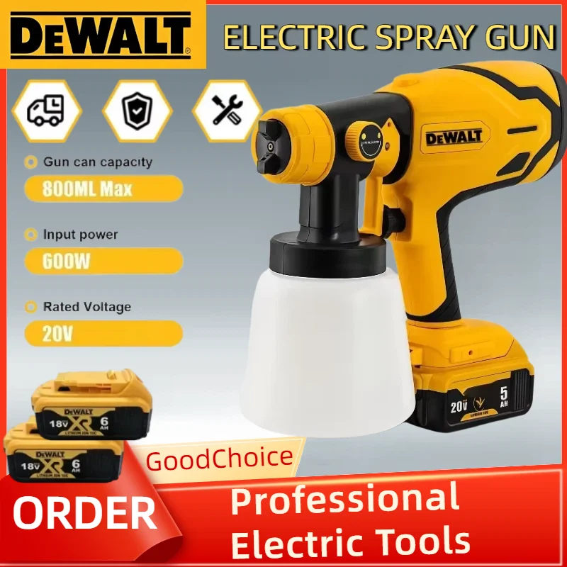 

DEWALT Uniform Spray Brushless Electric Airbrush Gun Lightweight Paint Sprayer for Household Renovation For 20V Battery