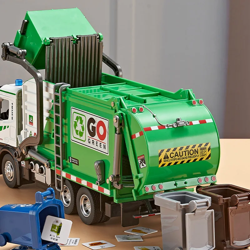 Urban Garbage Truck Collection City sanitation Alloy Diecast Alloy Model Engineering Rubbish Classification Toy Car ChildrenGift