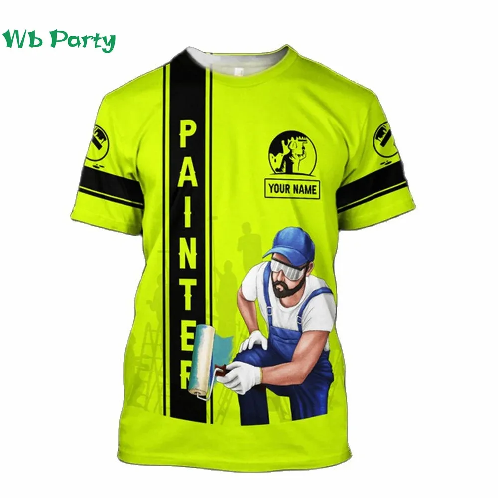 صيف جديد الرسام مخصص تي شيرت رجالي موضة الجولة الرقبة فضفاضة قصيرة الأكمام حجم كبير بلايز شخصية هدايا عيد الأب #4