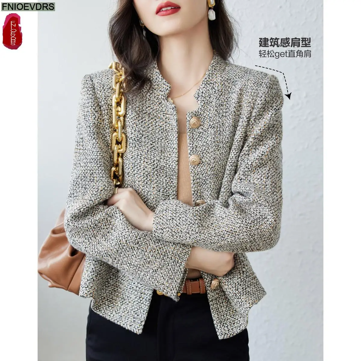 S-3XL New Year Winter Spring Outerwear Women Elegant Office Lady Casual Button Jackets Retro Vintage Short Coats