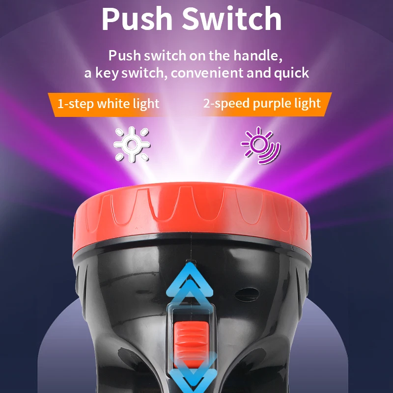 Searchlight super bright light rechargeable purple light inspection bill white lighting portable handheld searchlight flashlight