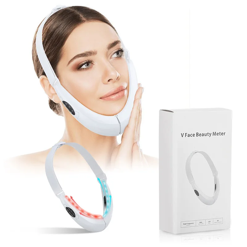 EMS Facial Lifting Device LED Photon Therapy V Face Slimming Vibration Massager Double Chin V Line Lift Belt Cellulite Device