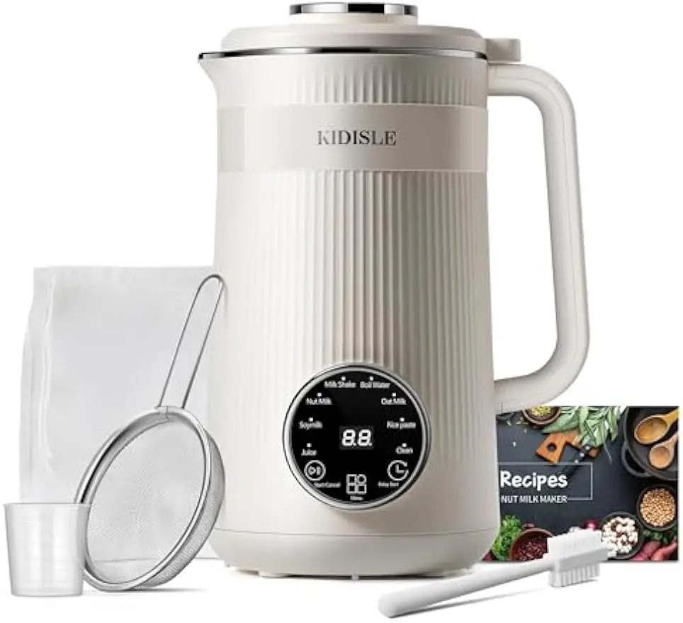 8-in-1 Nut Milk Maker Blender, 32oz for Homemade Soy Almond Oat Coconut Beverages, Automatic with Delay Start Keep Warm