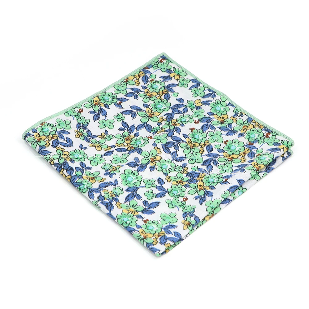 Mouchoirs en coton à motif floral, joli mouchoir de poche à fleurs vertes, Hanky Craings.com pour les affaires, la fête de mariage, les accessoires