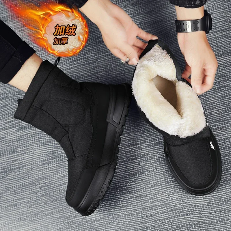 

Men's Boots Fashion Outdoor High-top Boots Winter Casual Sports Boot Plush Warm Men Snow Boot Platform Cotton Boots Botas Hombre