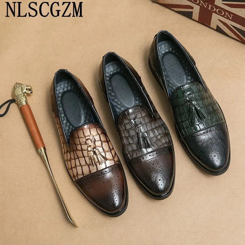 Italiano Slip on Shoes Men Oxford Shoes Business Suit Mens Loafers Formal Shoes for Men Wedding Dress Coiffeur Chaussures Hommes