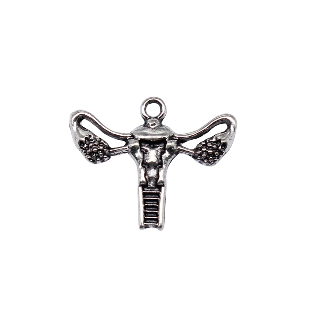 WYSIWYG 10pcs 18x23mm Antique Silver Color Uterine Charms For Jewelry Making