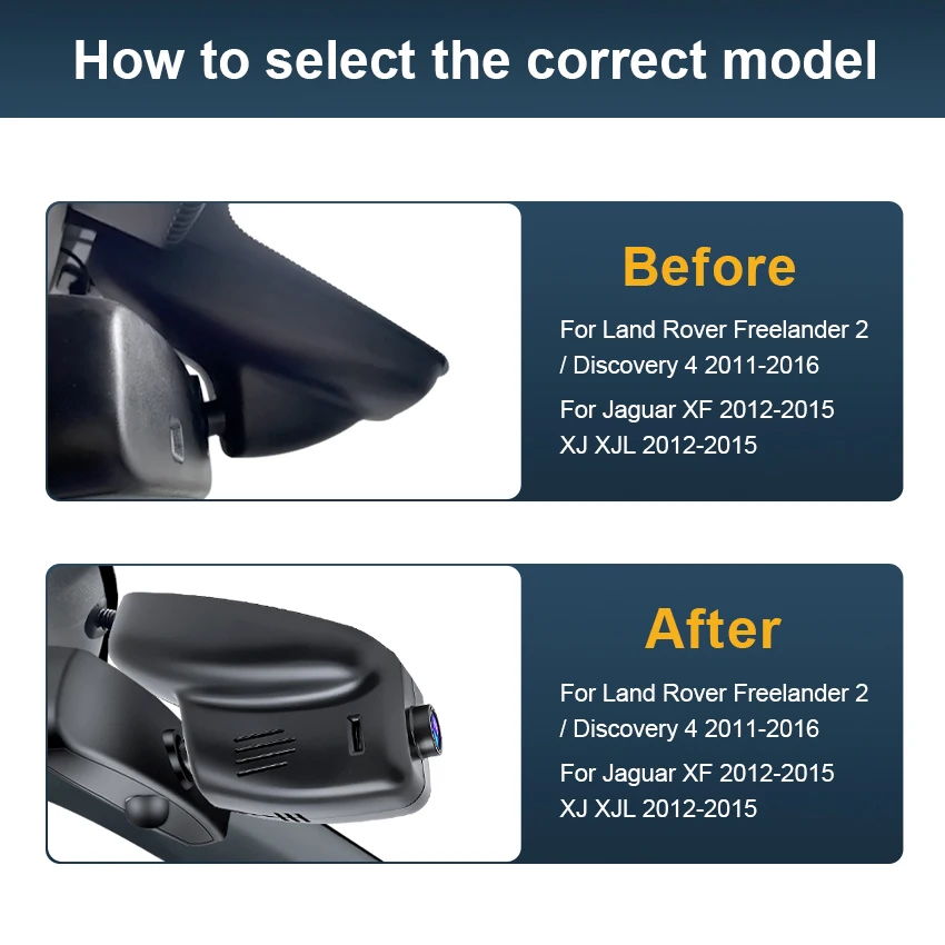 4K HD 2160P Dash Cam for Jaguar XF XJ XJL 2012-2015 for Land Rover Discovery 4 2011-2016, Freelander 2 Car DVR 4K Video Recorder